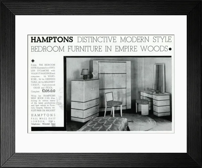 Framed Print : Advert for Hamptons bedroom suite 1935 Framed Print : Advert for Hamptons bedroom suite 1935