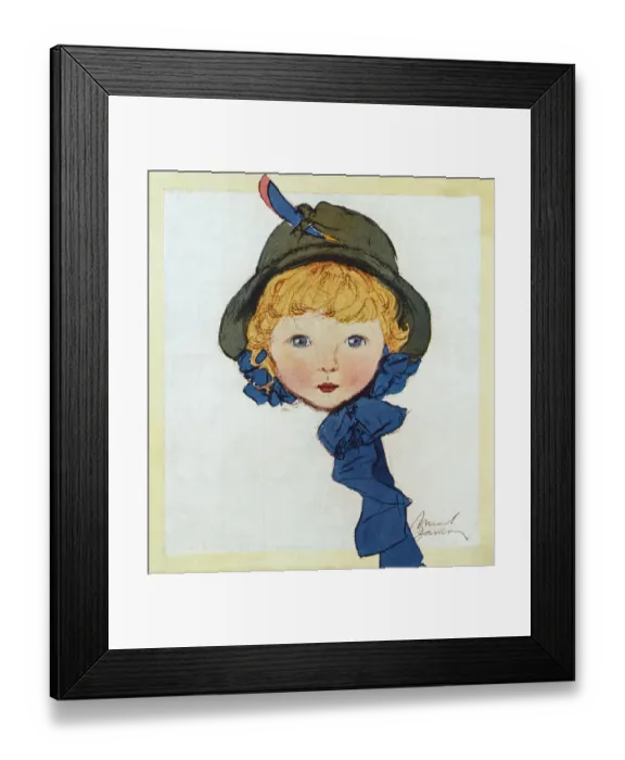 Framed Print : Little girl in green hat by Muriel Dawson Framed Print : Little girl in green hat by Muriel Dawson