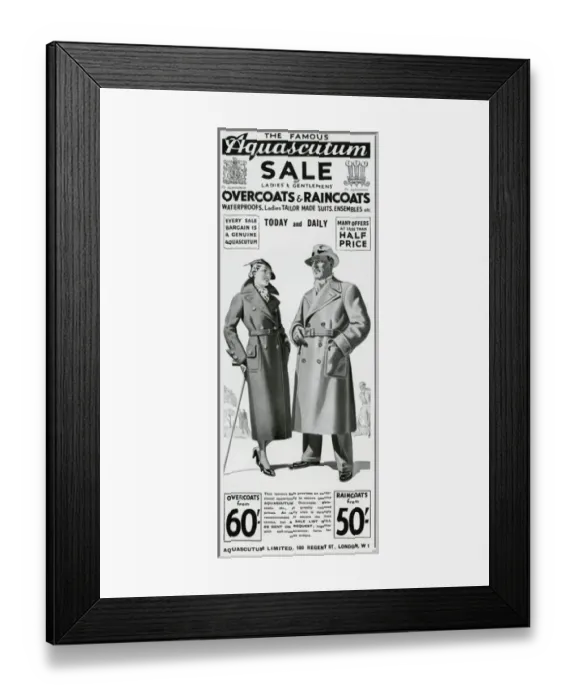 Framed Print : Advert for Aquascutum coats 1935 Framed Print : Advert for Aquascutum coats 1935