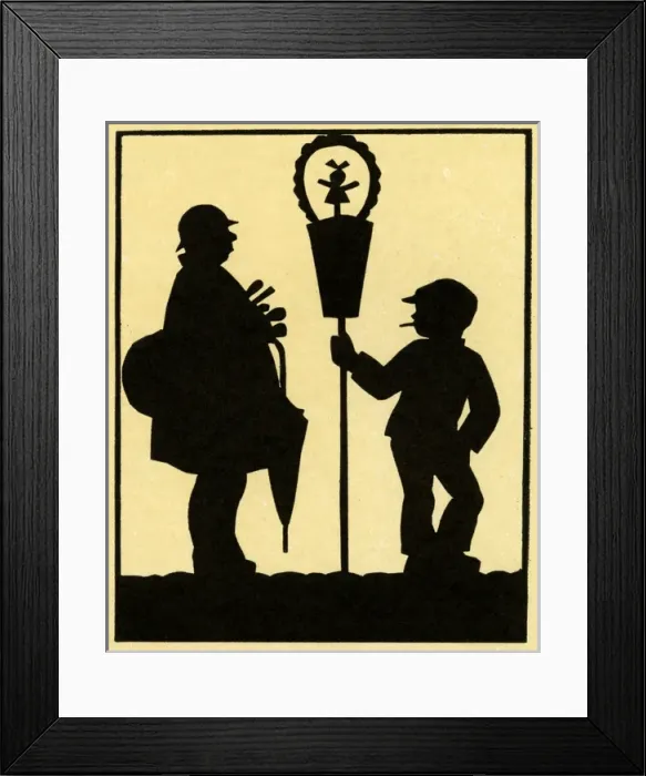 Framed Print : London street vendors in silhouette Framed Print : London street vendors in silhouette