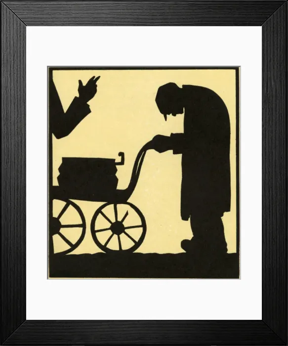 Framed Print : Street organist in silhouette