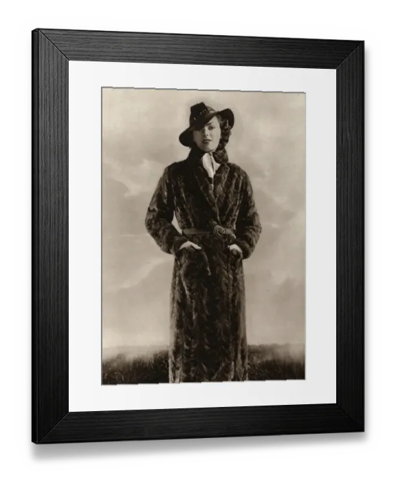 Framed Print : Full length mink coat 1935 Framed Print : Full length mink coat 1935