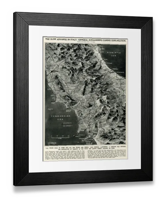 Framed Print : Wartime map of Italy by G. H. Davis Framed Print : Wartime map of Italy by G. H. Davis