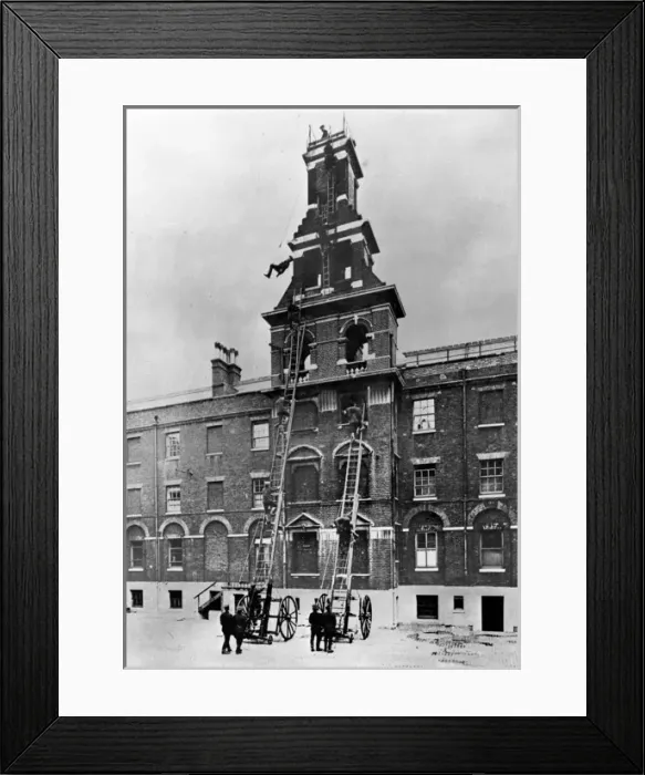 Framed Print : Ladder drill at LFB Southwark HQ Framed Print : Ladder drill at LFB Southwark HQ