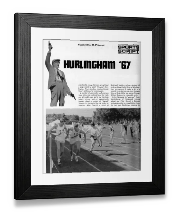 Framed Print : LFB firefighters in athletics event at Hurlingham