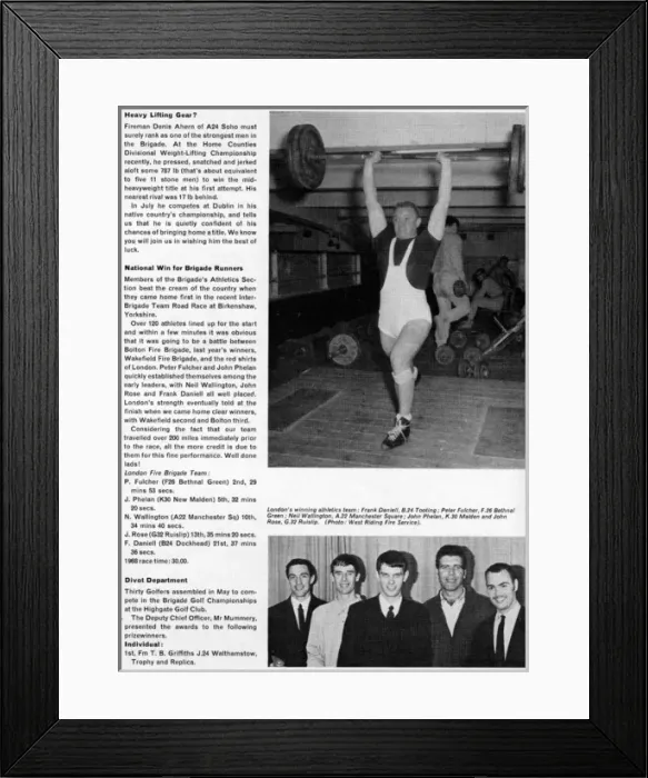 Framed Print : Magazine page, fire brigade sports news Framed Print : Magazine page, fire brigade sports news