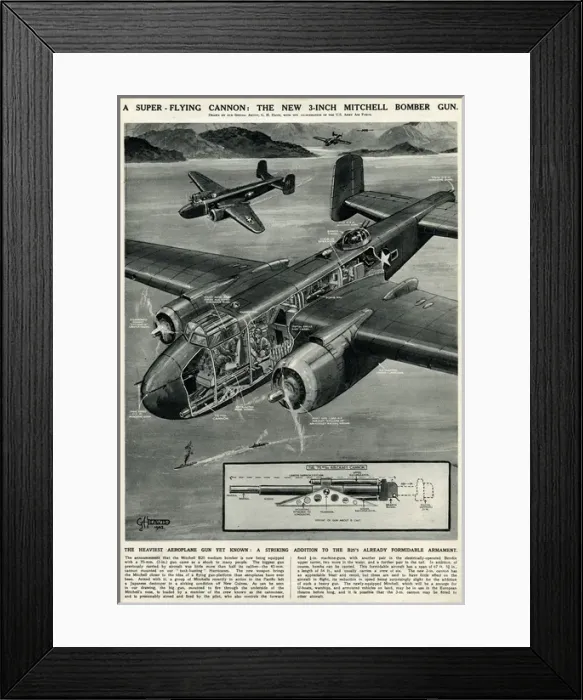 Framed Print : Mitchell bomber gun by G. H. Davis Framed Print : Mitchell bomber gun by G. H. Davis