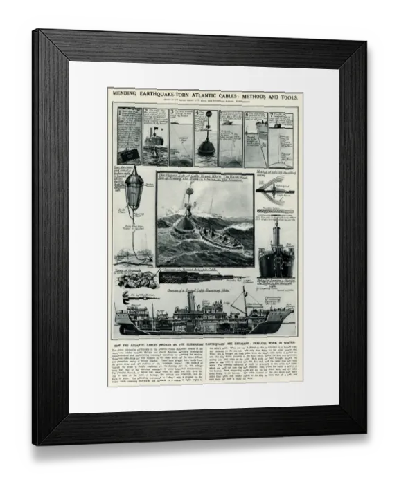 Framed Print : Mending Atlantic cables by G. H. Davis Framed Print : Mending Atlantic cables by G. H. Davis