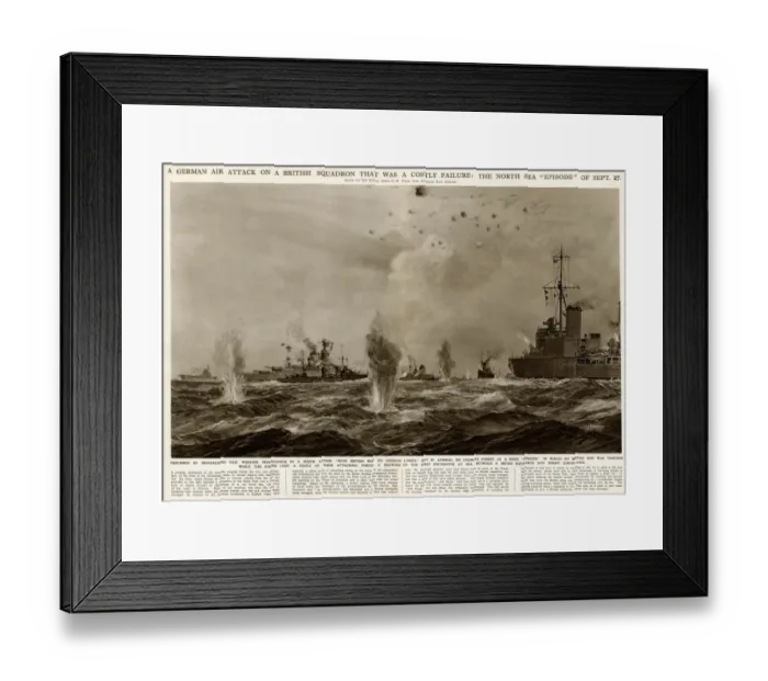 Framed Print : German air attack on British squadron by G. H. Davis Framed Print : German air attack on British squadron by G. H. Davis