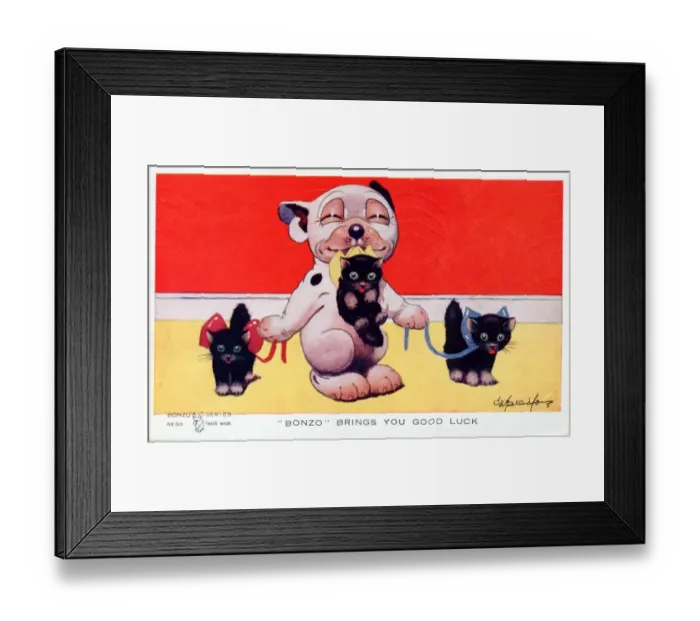 Framed Print : Bonzo - Postcard by George Studdy Framed Print : Bonzo - Postcard by George Studdy