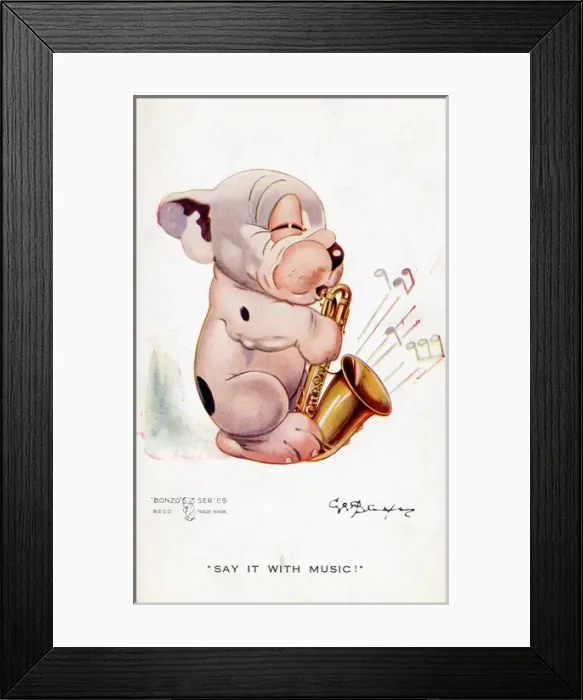 Framed Print : Bonzo - Postcard by George Studdy Framed Print : Bonzo - Postcard by George Studdy