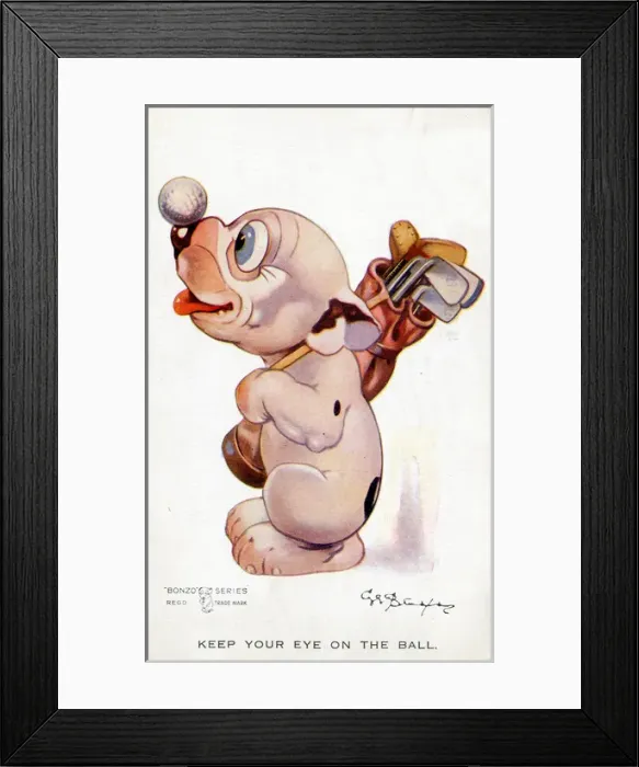 Framed Print : Bonzo - Postcard by George Studdy Framed Print : Bonzo - Postcard by George Studdy
