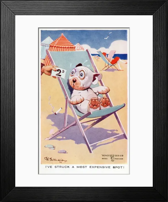 Framed Print : Bonzo - Postcard by George Studdy Framed Print : Bonzo - Postcard by George Studdy