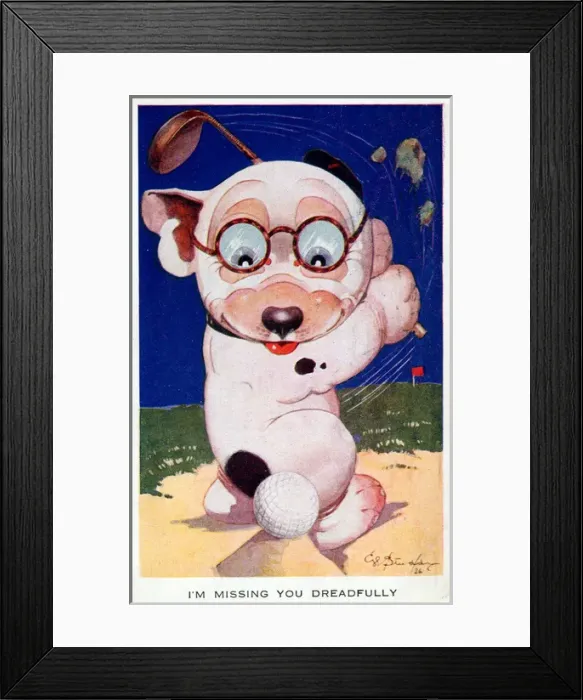 Framed Print : Bonzo - Postcard by George Studdy Framed Print : Bonzo - Postcard by George Studdy