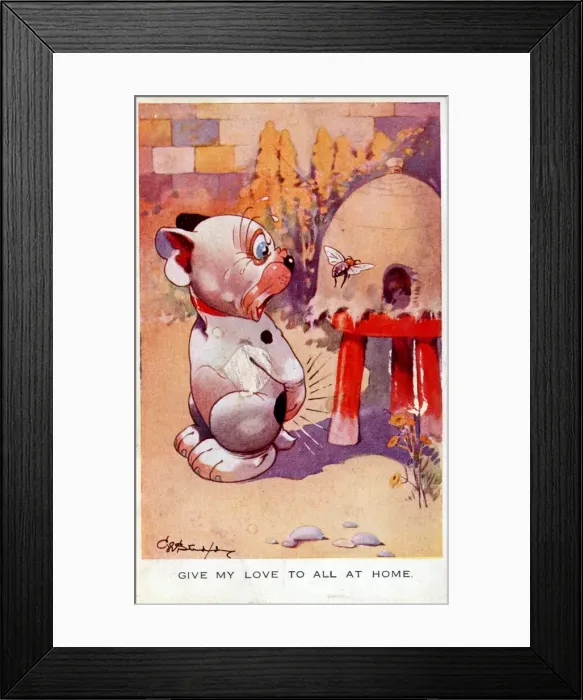 Framed Print : Bonzo - Postcard by George Studdy Framed Print : Bonzo - Postcard by George Studdy