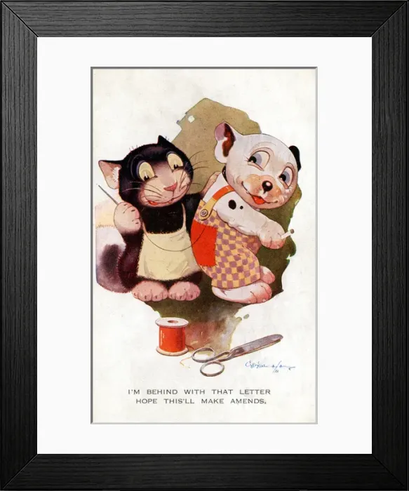 Framed Print : Bonzo - Postcard by George Studdy Framed Print : Bonzo - Postcard by George Studdy