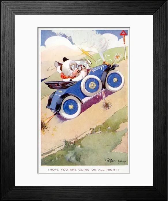 Framed Print : Bonzo - Postcard by George Studdy Framed Print : Bonzo - Postcard by George Studdy