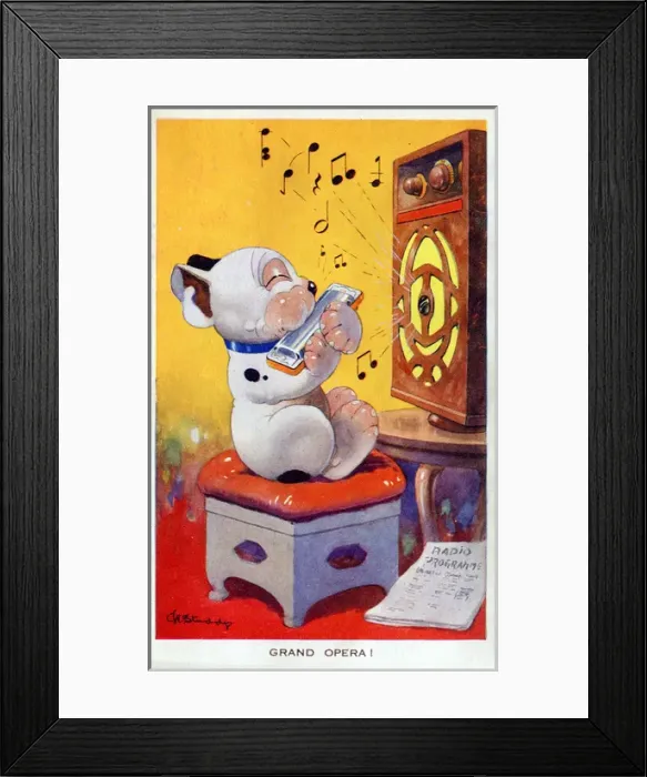 Framed Print : Bonzo - Postcard by George Studdy Framed Print : Bonzo - Postcard by George Studdy