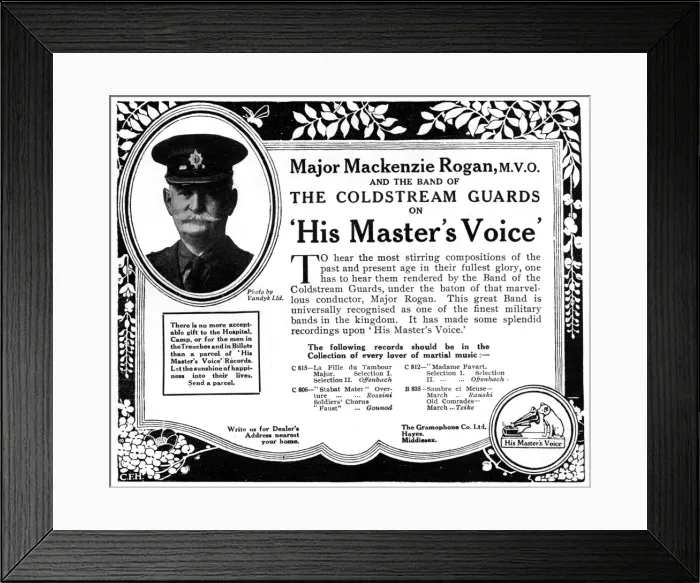 Framed Print : His Masters Voice, military band recording World War One Framed Print : His Masters Voice, military band recording World War One