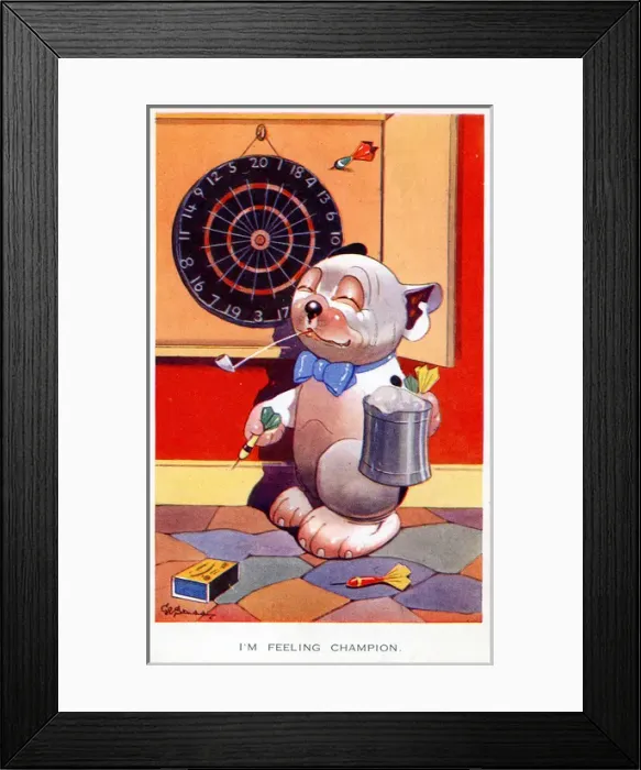 Framed Print : Bonzo - Postcard by George Studdy Framed Print : Bonzo - Postcard by George Studdy