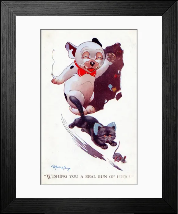Framed Print : Bonzo - Postcard by George Studdy Framed Print : Bonzo - Postcard by George Studdy