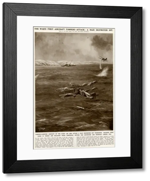 Framed Print : First torpedo air attack by G. H. Davis Framed Print : First torpedo air attack by G. H. Davis
