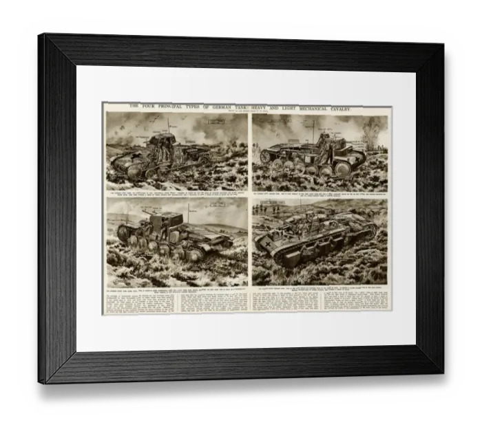 Framed Print : Types of German tank by G. H. Davis Framed Print : Types of German tank by G. H. Davis