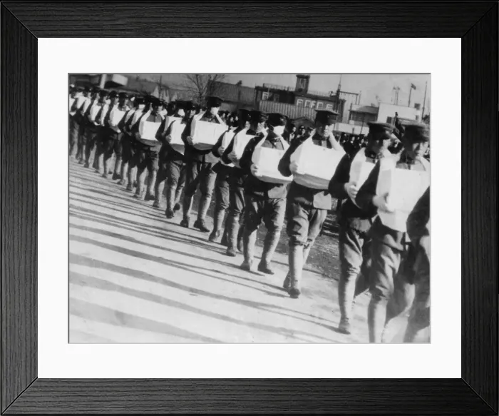 Framed Print : Japanese troops carry ashes in Tokyo Framed Print : Japanese troops carry ashes in Tokyo