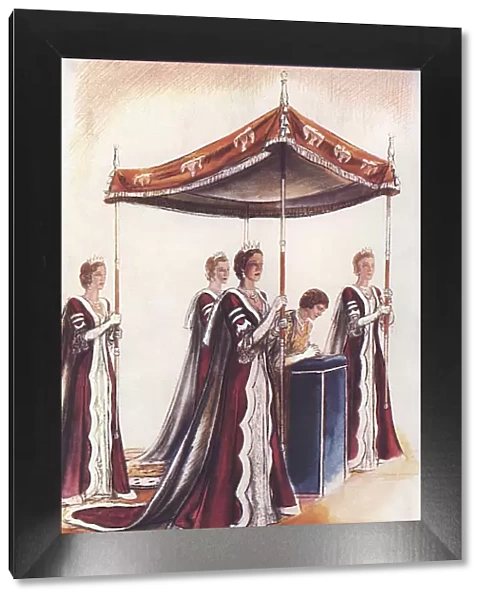 The Queen and her canopy bearers