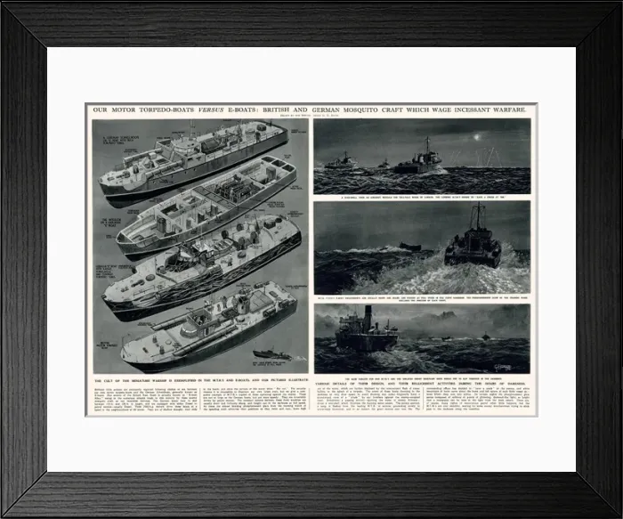Framed Print : Motor torpedo boats v. E-boats by G. H. Davis Framed Print : Motor torpedo boats v. E-boats by G. H. Davis
