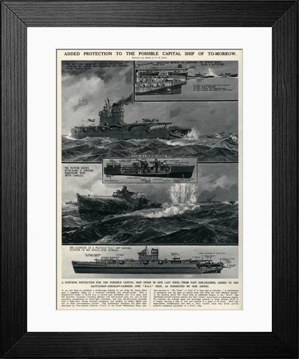 Framed Print : Added protection for warship by G. H. Davis Framed Print : Added protection for warship by G. H. Davis