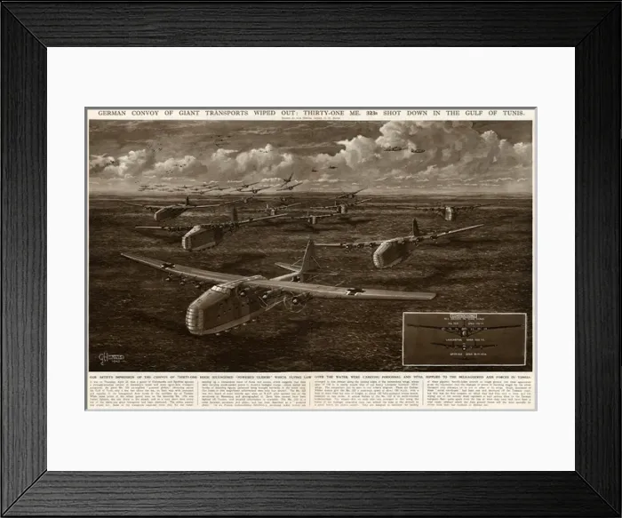 Framed Print : German losses in Gulf of Tunis by G. H. Davis Framed Print : German losses in Gulf of Tunis by G. H. Davis