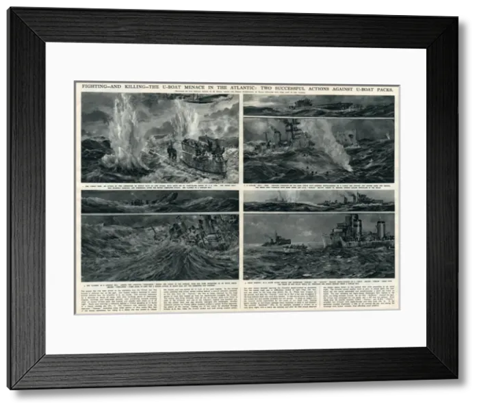 Framed Print : Actions against U-boats in Atlantic by G. H. Davis Framed Print : Actions against U-boats in Atlantic by G. H. Davis