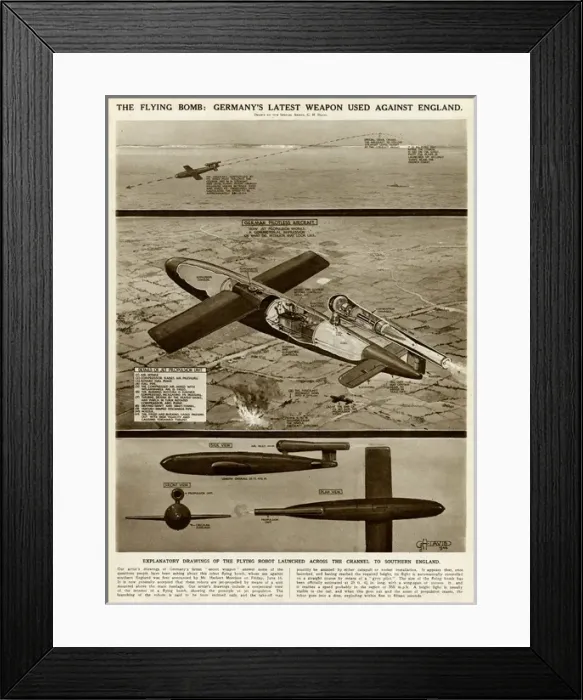 Framed Print : German flying bomb by G. H. Davis Framed Print : German flying bomb by G. H. Davis