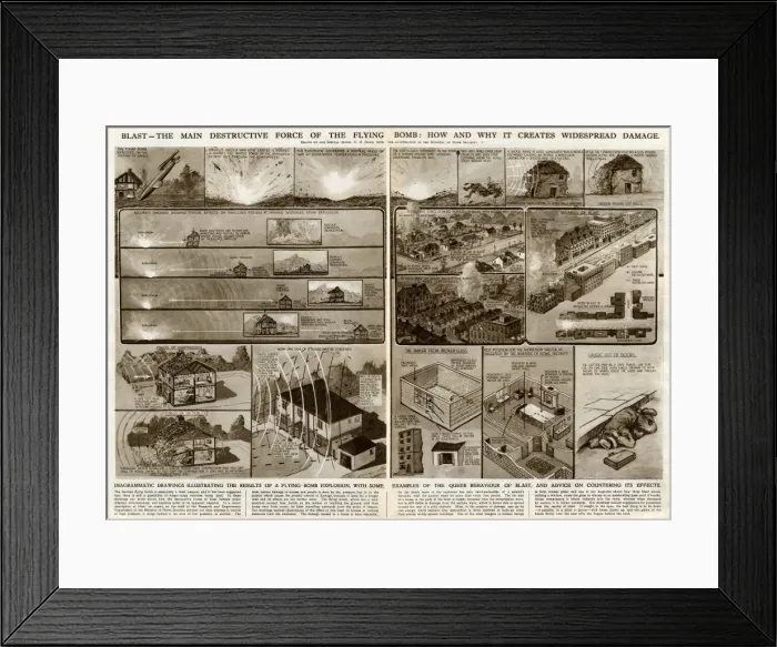 Framed Print : Destructive force of flying bomb by G. H. Davis Framed Print : Destructive force of flying bomb by G. H. Davis