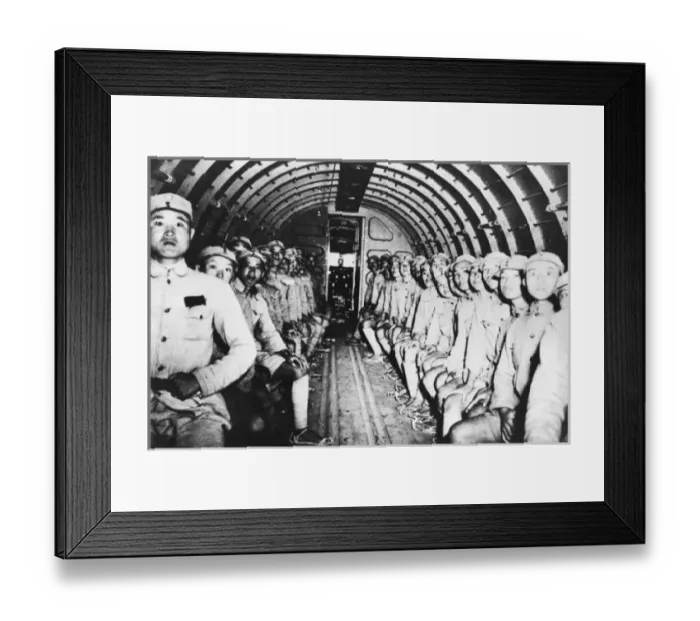 Framed Print : Chinese troops on U. S. army plane Framed Print : Chinese troops on U. S. army plane