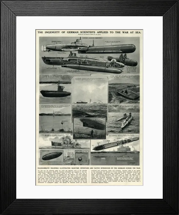 Framed Print : German inventions for war at sea by G. H. Davis Framed Print : German inventions for war at sea by G. H. Davis