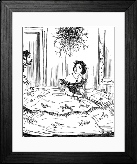 Framed Print : Mistletoe thwarted by crinoline, 1857 Framed Print : Mistletoe thwarted by crinoline, 1857
