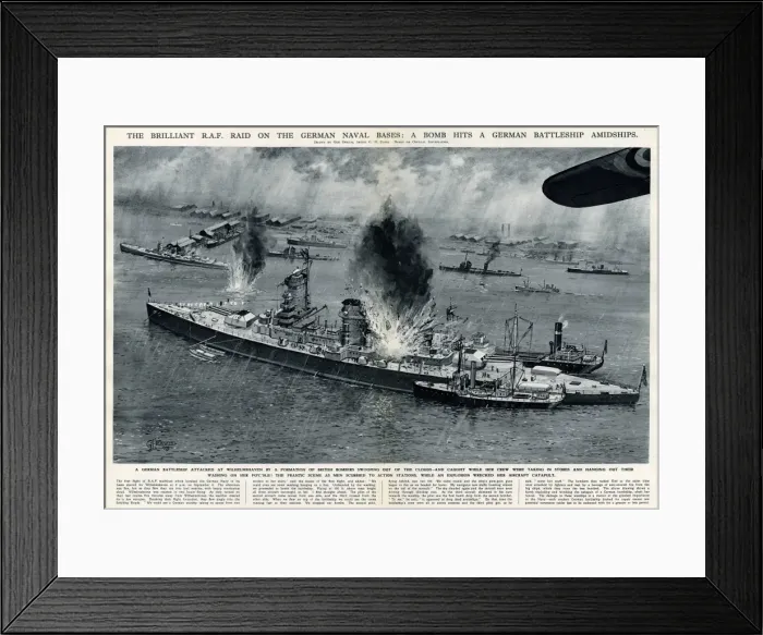 Framed Print : RAF raid on German navy bases by G. H. Davis Framed Print : RAF raid on German navy bases by G. H. Davis