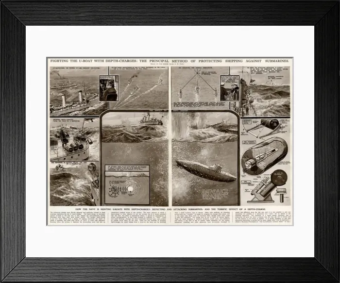Framed Print : Protecting shipping against submarines by G. H. Davis Framed Print : Protecting shipping against submarines by G. H. Davis