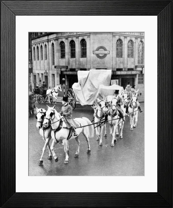 Framed Print : 1937 Coronation, Royal Greys draw shrouded state coach Framed Print : 1937 Coronation, Royal Greys draw shrouded state coach