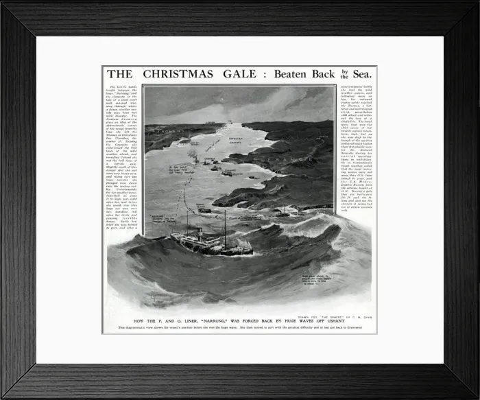 Framed Print : Liner Narrung in a gale by G. H. Davis Framed Print : Liner Narrung in a gale by G. H. Davis