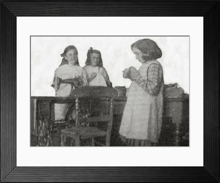 Framed Print : Girls Sewing at St Barnabas Home, New Brighton, Cheshire Framed Print : Girls Sewing at St Barnabas Home, New Brighton, Cheshire