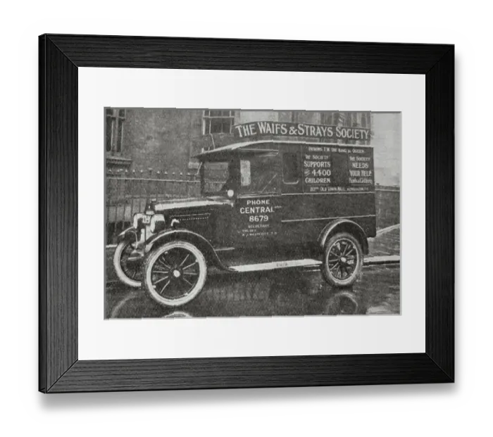 Framed Print : Waifs and Strays Society Van Framed Print : Waifs and Strays Society Van