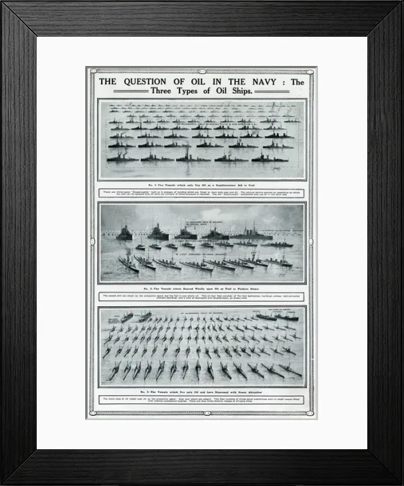 Framed Print : Three types of oil ships in the navy by G. H. Davis Framed Print : Three types of oil ships in the navy by G. H. Davis