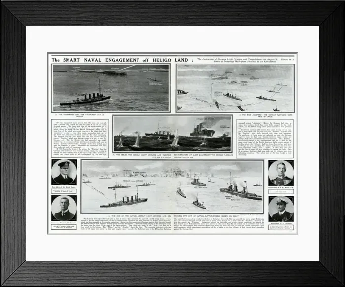 Framed Print : Naval engagement off Heligoland by G. H. Davis Framed Print : Naval engagement off Heligoland by G. H. Davis