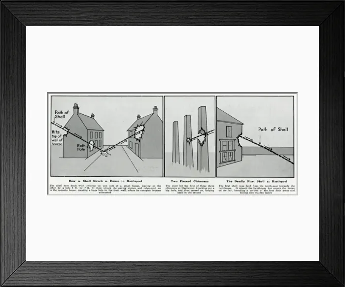 Framed Print : Shell damage in Hartlepool, WW1 Framed Print : Shell damage in Hartlepool, WW1