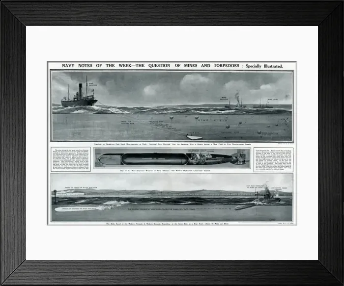 Framed Print : Mines and torpedoes by G. H. Davis Framed Print : Mines and torpedoes by G. H. Davis