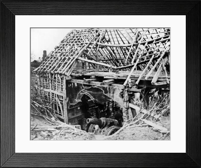 Framed Print : Captured German gun on Western Front, WW1 Framed Print : Captured German gun on Western Front, WW1