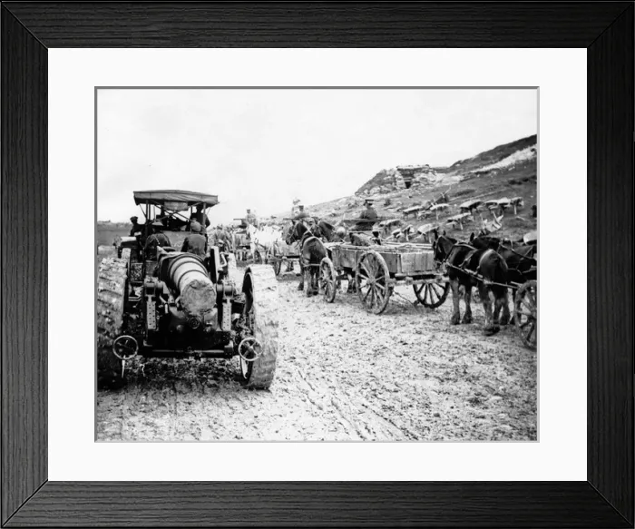 Framed Print : Scene on a road, Western Front, WW1 Framed Print : Scene on a road, Western Front, WW1